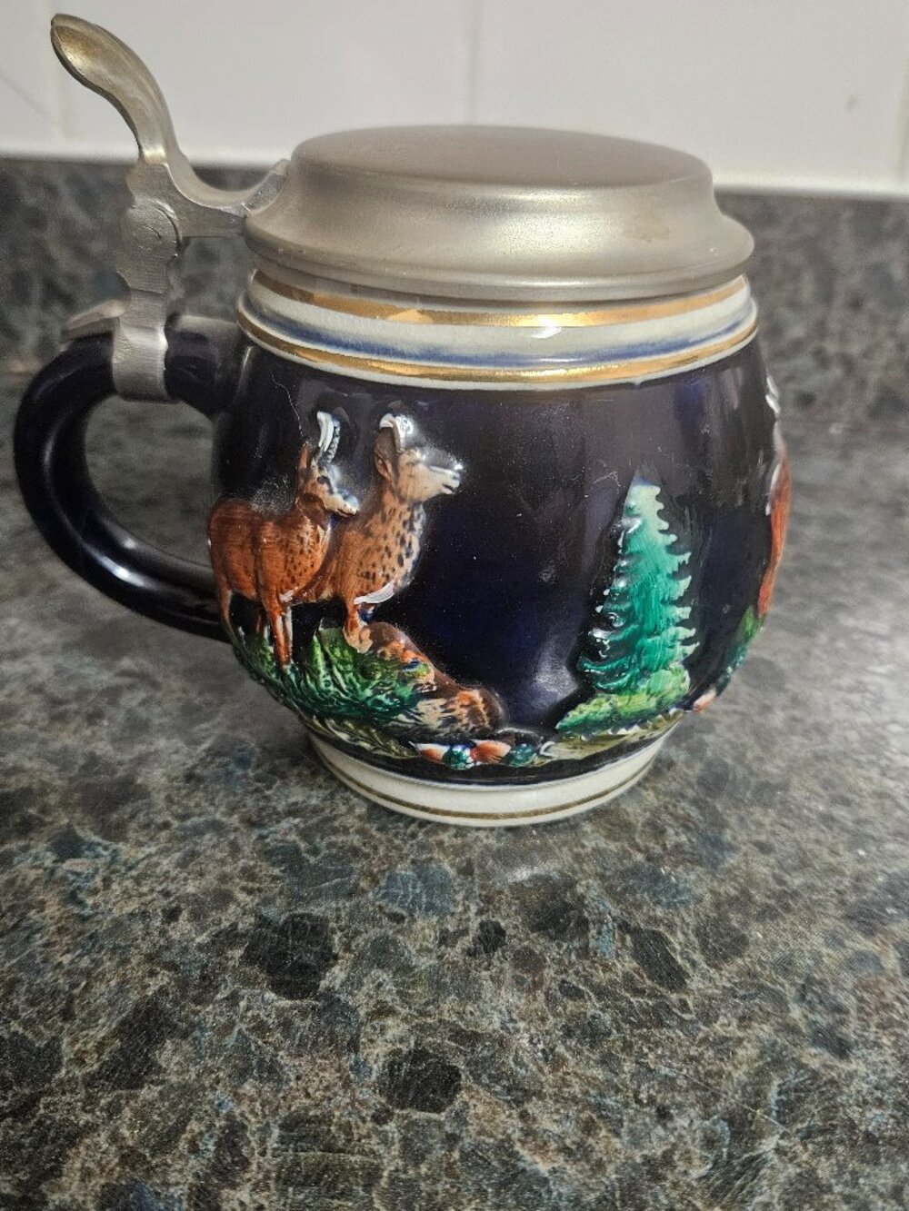 West German 1/2L Beer Stein with Pewter lid.